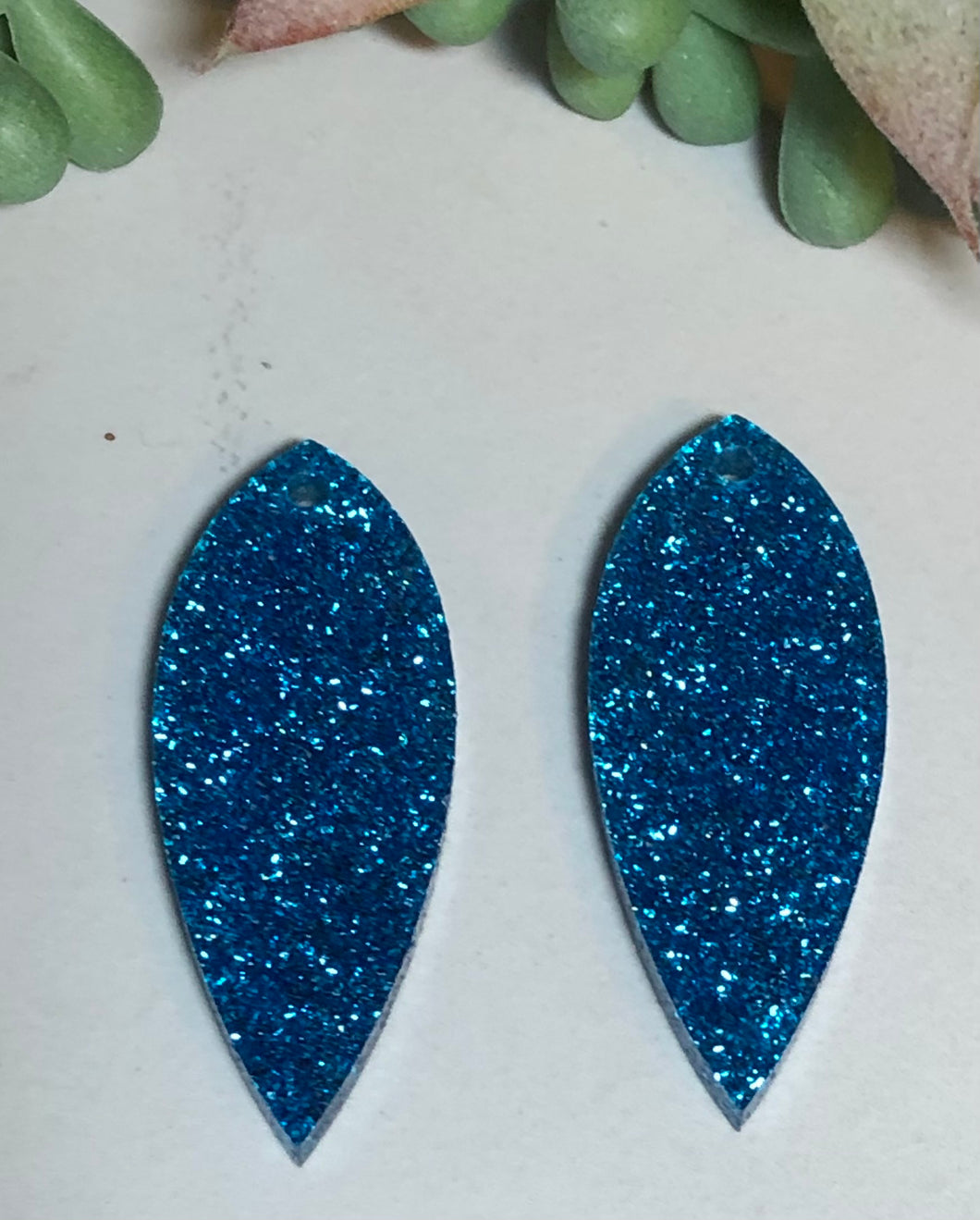 Blue Sparkle Acrylic Teardrop Dangle Jewelry findings, blanks, earring making, earring components, earring parts, earring pieces