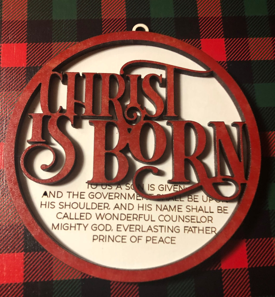 Christ is Born Christmas Ornament Wood Acrylic Jewelry findings, connectors, blanks, earring making, earring components, earring parts, earring pieces