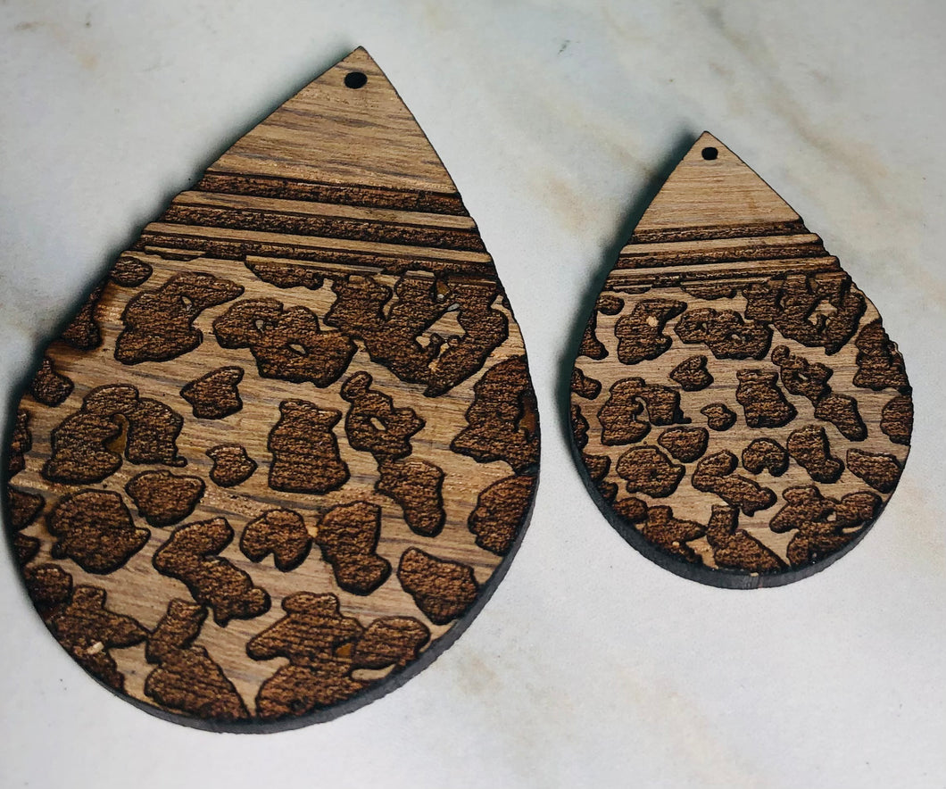 Cow Print Walnut Dangle Wood Earrings Cowboy Jewelry findings, connectors, blanks, earring making, earring components, earring parts, earring pieces