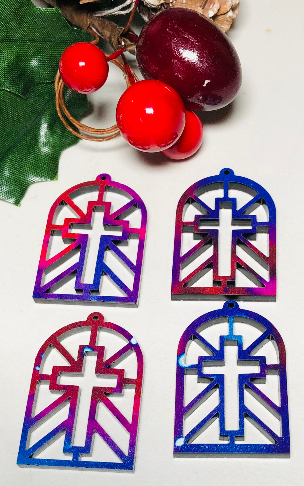 Stained Glass Cross Double Sided Jewelry findings, connectors, blanks, earring making, earring components, earring parts, earring pieces
