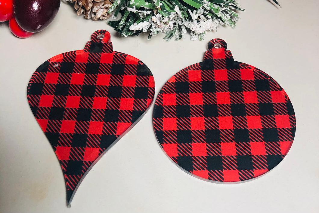 Buffalo Plaid Acrylic Christmas Ornament Jewelry findings, connectors, blanks, earring making, earring components, earring parts, earring pieces