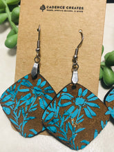 Load image into Gallery viewer, Wood Blue Wildflowers Earrings Jewelry findings, connectors, blanks, earring making, earring components, earring parts, earring pieces
