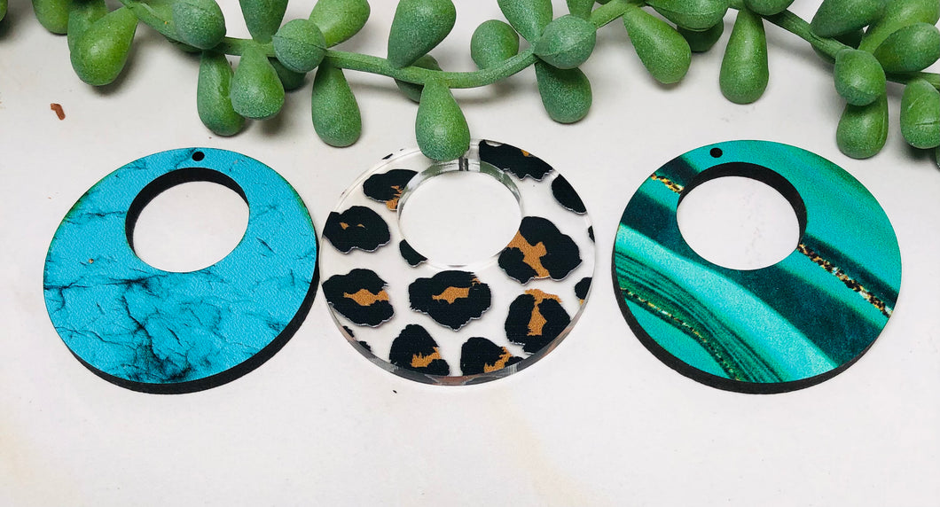 Leopard Round Hoop Dangle Wood Acrylic Jewelry findings, connectors, blanks, earring making, earring components, earring parts, earring pieces