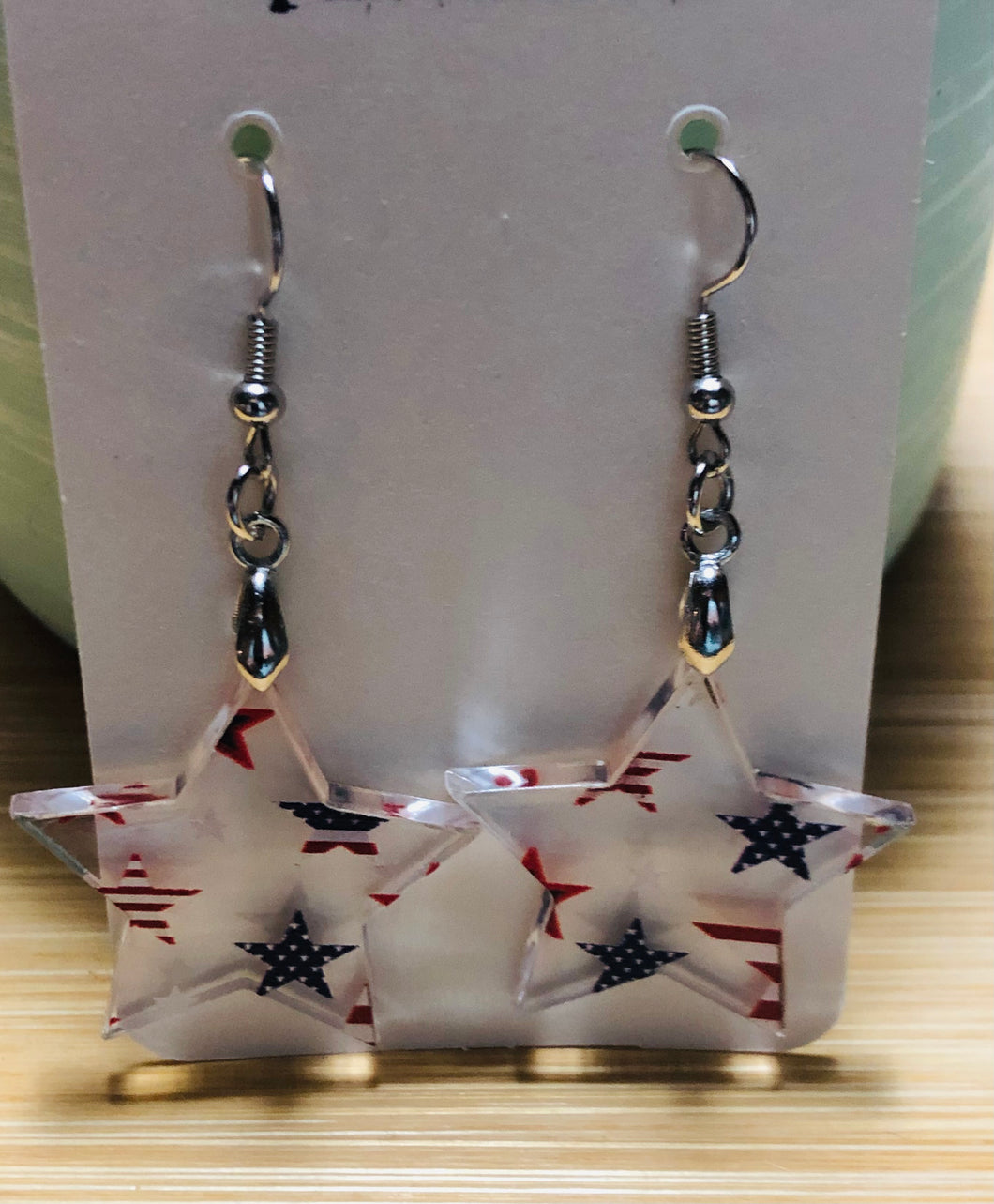 Clear Double Sided Stars/Stripes Earrings